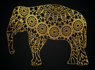 Mandala elephant golden art design