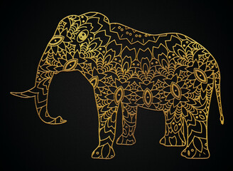 Mandala elephant golden art design