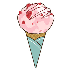 Strawberry ice cream cone