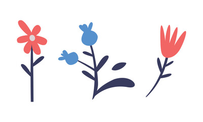 Flowers on Stalk as Planet and Nature Conservation Attribute Vector Set