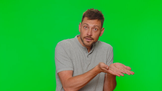 Man raising hands asking what why reason of failure demonstrating disbelief irritation by troubles, trendy social media meme, anti lifehacks, ridicules people who complicate simple tasks for no reason