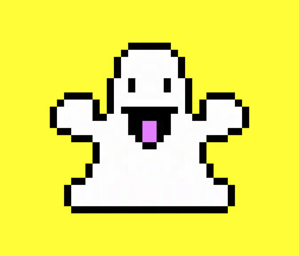 Pixel Art 8 Bit Style: A Funny Happy Ghost Showing Its Tongue.
