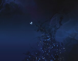蝶の舞う夜の青い幻想的な背景　ラスター素材