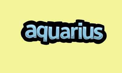 AQUARIUS writing vector design on a yellow background