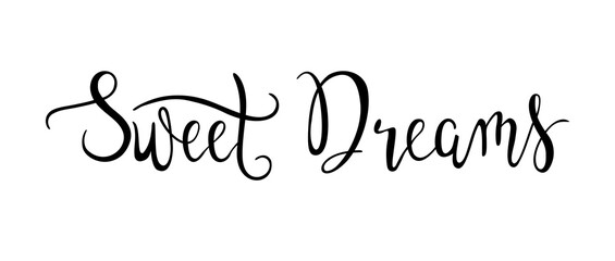 Sweet dreams phrase lettering. Calligraphic vector hand drawn inscription.