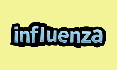 INFLUEZA writing vector design on a yellow background