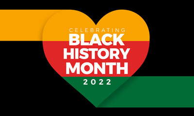 Celebrating black history month 2022 lettering in a heart shape