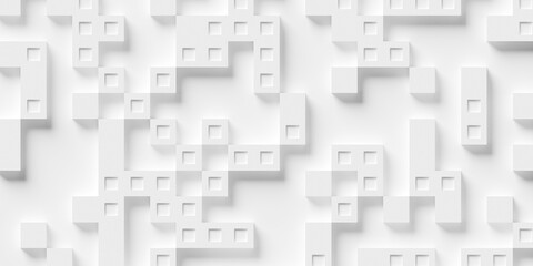 Random brick shaped rectangle inset white cube boxes or block background wallpaper banner template