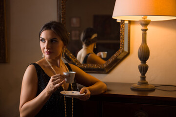 1920s Lady with cup of coffee