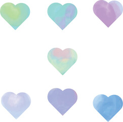 水彩のハートのセット