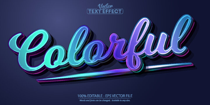 Colorful text effect, editable comic and cartoon text style