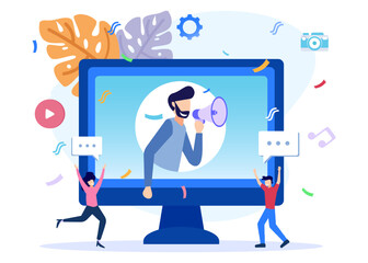 Illustration vector graphic cartoon character of digital promotion