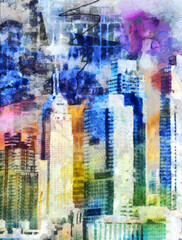 New York City Colorful Abstract Painting
