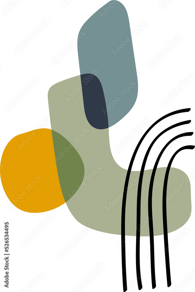 Poster abstract line illustrations and hand drawn shapes. composition of boho style design elements for pos