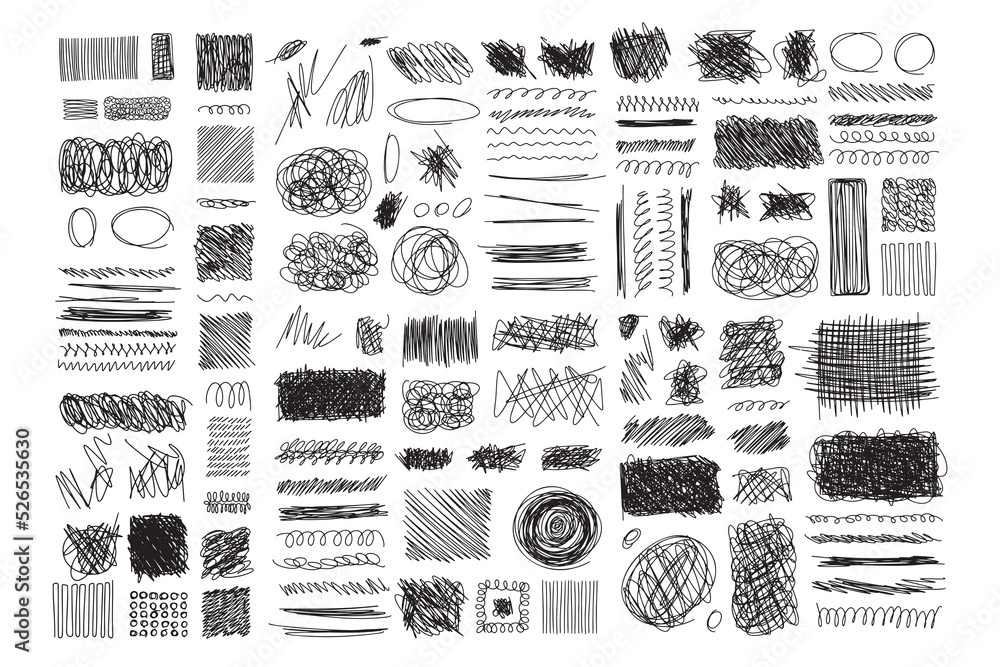 Poster set hand drawn texture scribble marker and ink patterns. hand drawing texture. vector