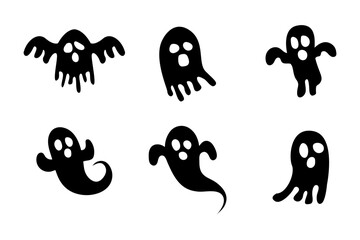 set of ghosts for Halloween. Halloween Elements and Objects for Design Projects.