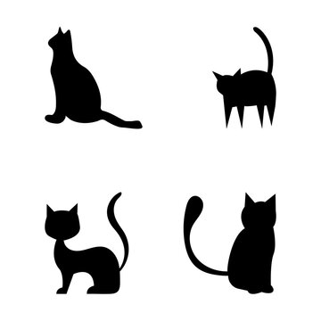 set of cats silhouette for Halloween. Halloween Elements and Objects for Design Projects.