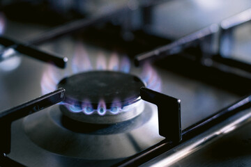 Energy Crisis in Germany 
A gas stove is burning with a blue flame
