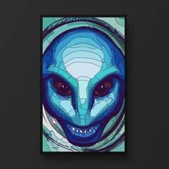 Portrait of an alien. Artistic abstract alien. Concept of an alien from other planet. Perfect for wallpaper or for posters.