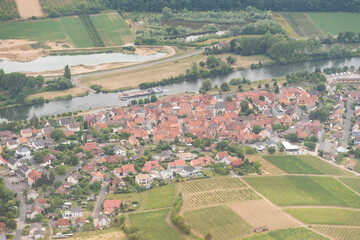 Obereisenheim in Germany seen from above