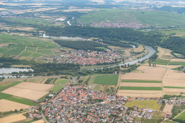Fototapeta na wymiar Flight along the city of Fahr in Germany