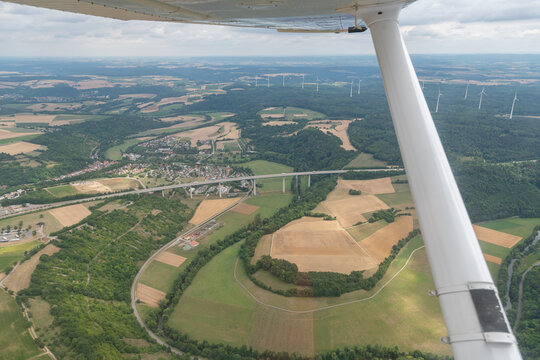 A81 highway near Moeckmuehl in Germany seen from above