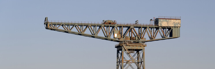 Fototapeta na wymiar Crane in Port Glasgow at James Watt Dock