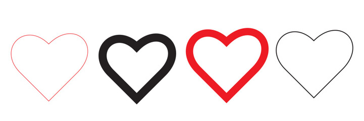 Many colors heart icons set on white background.