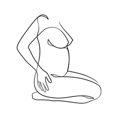 Pregnant woman continuous line art