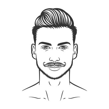 Bearded man hipster face illustration design
