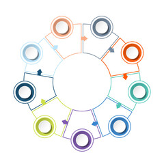 Infographics design template with 9 steps.