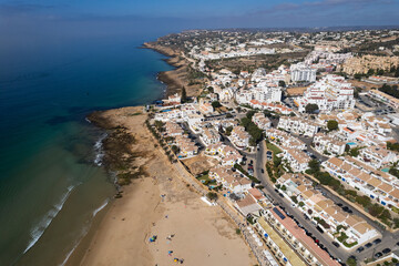 Fototapeta na wymiar Drone Aerial Praia Da Luz Beach Lagos Portugal Algarve