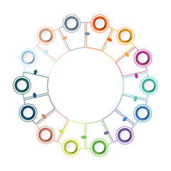 Infographics design template with 14 steps.