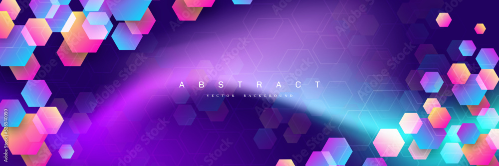 Poster abstract vector background with gradient color and hexagonal shape.