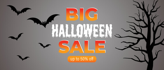 Halloween sells banner or poster or flyer design template.