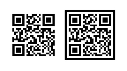 Fototapeta premium Illustration of two QR Code icons, framed and unframed. QR code sample for smartphone scanning.