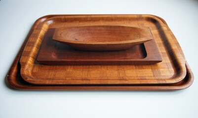 Collection of mid century serving trays in various designs. 1960s.