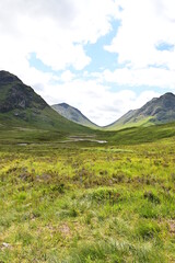 Fototapeta na wymiar Ausblick in das Tal Glen Coe in den Schottischen Highlands, Glencoe, Argyll, Schottland