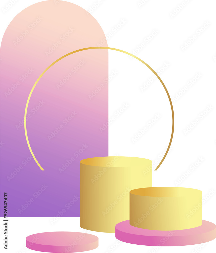 Poster product podium in pastel colors with a minimalist style. trendy element with an empty podium to display cosmetic products. feminine 3D objects in a clean and simple design