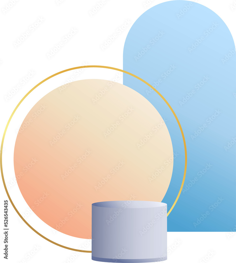 Poster product podium in pastel colors with a minimalist style. trendy element with an empty podium to display cosmetic products. feminine 3D objects in a clean and simple design
