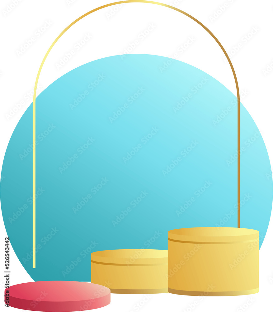 Poster product podium in pastel colors with a minimalist style. trendy element with an empty podium to display cosmetic products. feminine 3D objects in a clean and simple design
