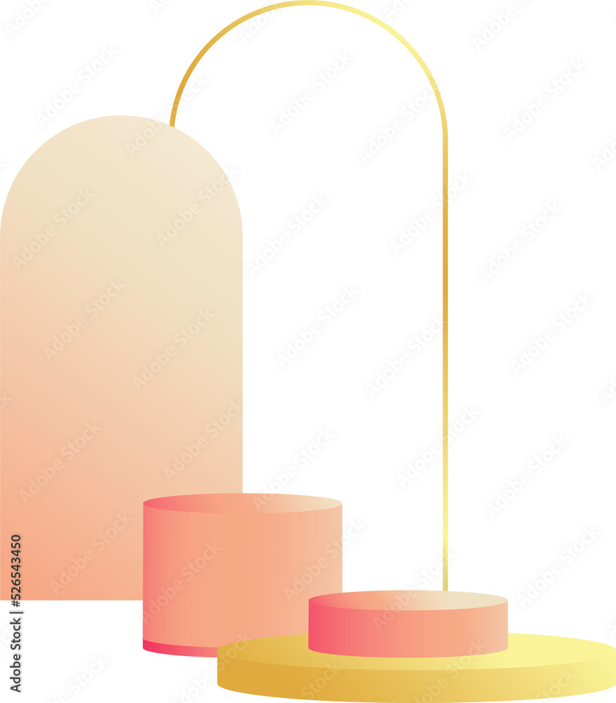 Poster product podium in pastel colors with a minimalist style. trendy element with an empty podium to display cosmetic products. feminine 3D objects in a clean and simple design