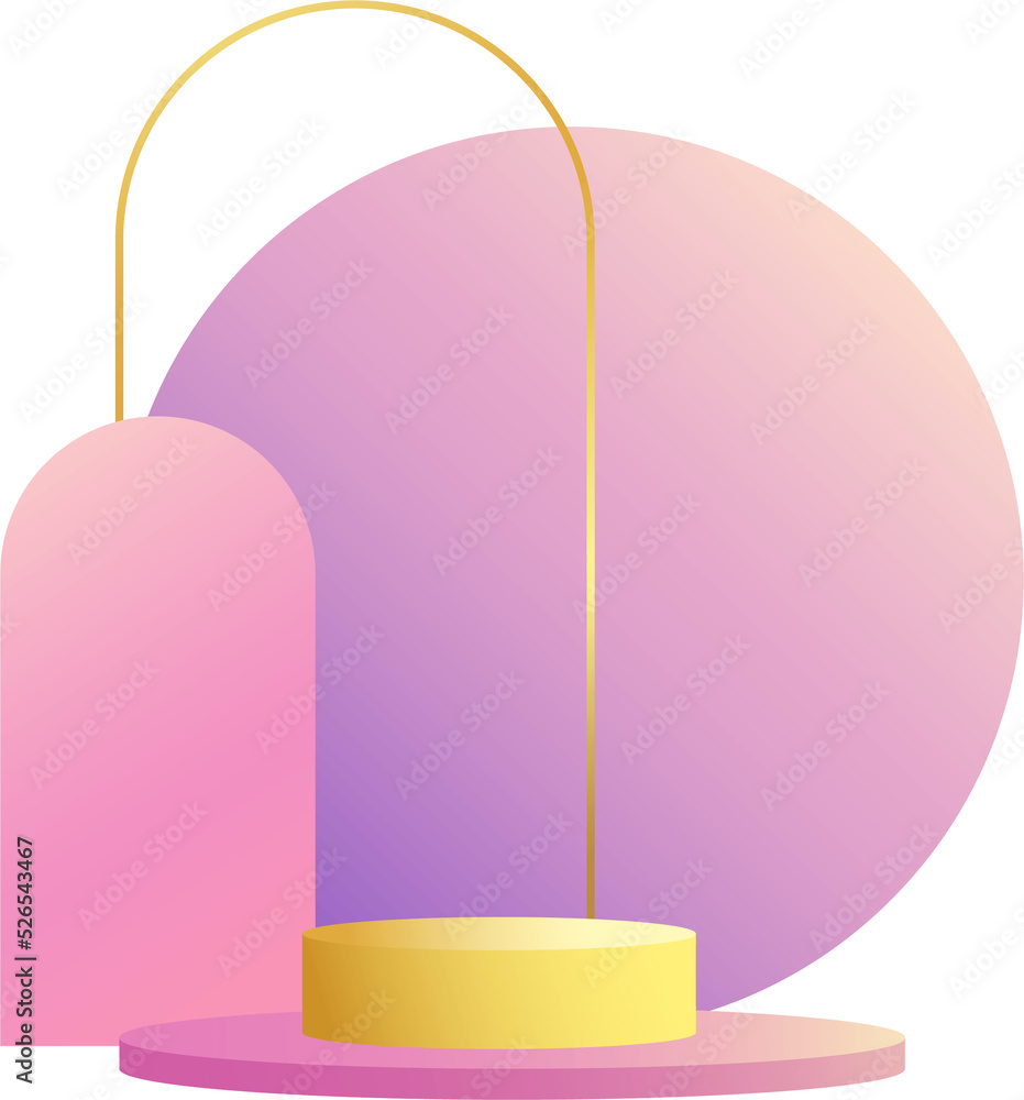 Poster product podium in pastel colors with a minimalist style. trendy element with an empty podium to display cosmetic products. feminine 3D objects in a clean and simple design