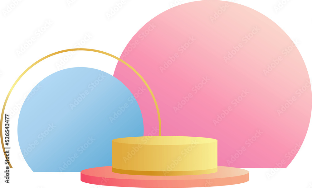 Poster product podium in pastel colors with a minimalist style. trendy element with an empty podium to display cosmetic products. feminine 3D objects in a clean and simple design
