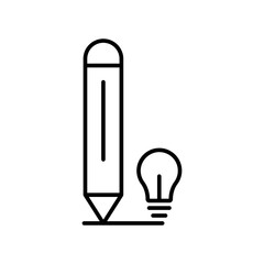 Pencil icon with Light bulb. icon related to education, ideas. line icon style. Simple design editable