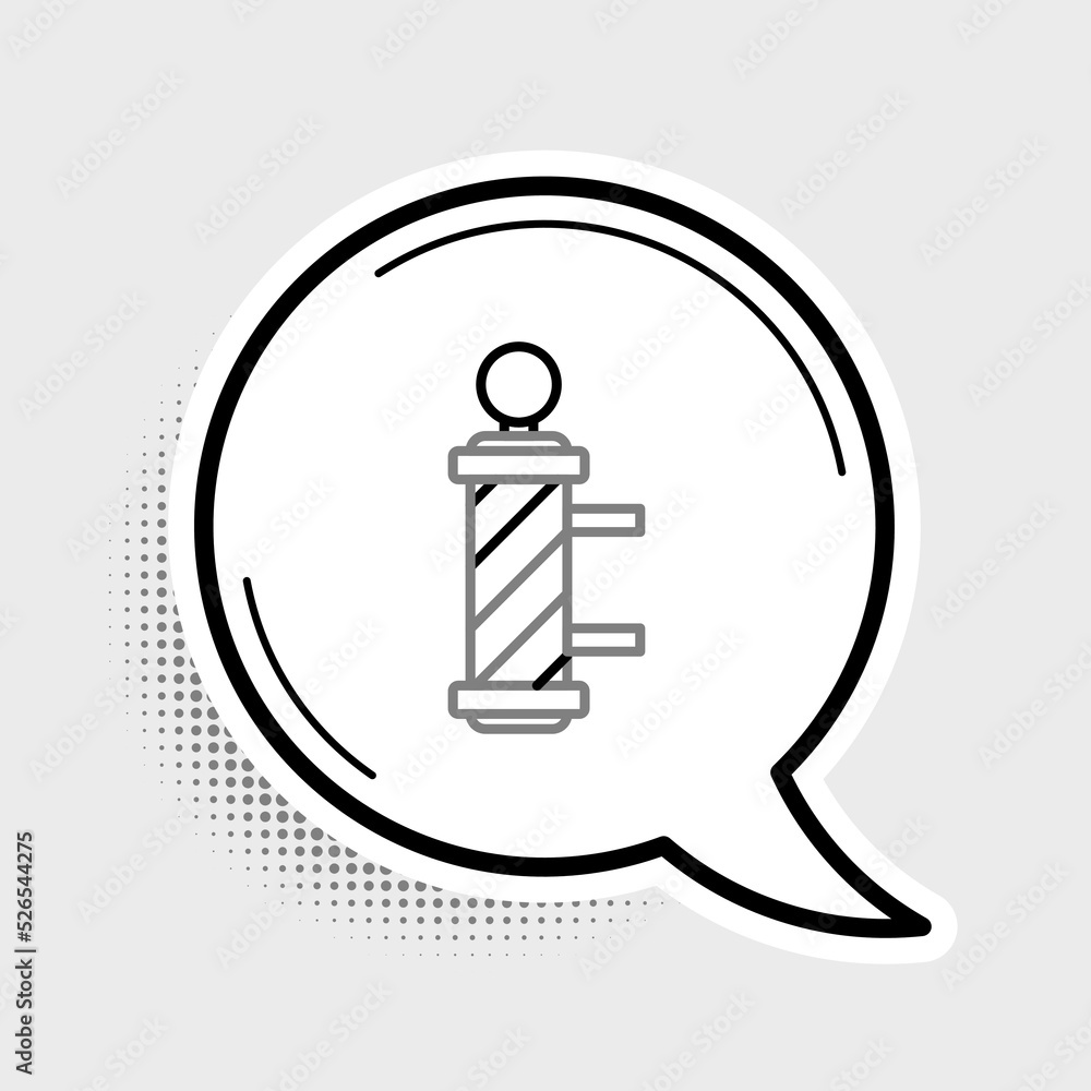 Sticker Line Classic Barber shop pole icon isolated on grey background. Barbershop pole symbol. Colorful outline concept. Vector