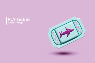 plane ticket 3d top wiev