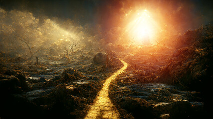 Obraz premium 3D design of religion concept of way to heaven , 3d illustation