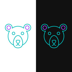 Line Bear head icon isolated on white and black background. Colorful outline concept. Vector