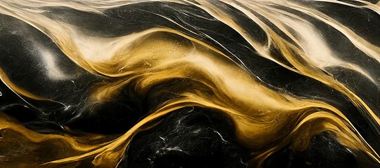 Acrylic paint mixed together. Luxurious wallpaper with gold dust. Elegant waves. Milky textures. 3D Illustration.